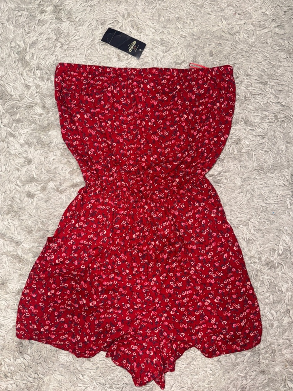 Hollister Red Floral Strapless Romper